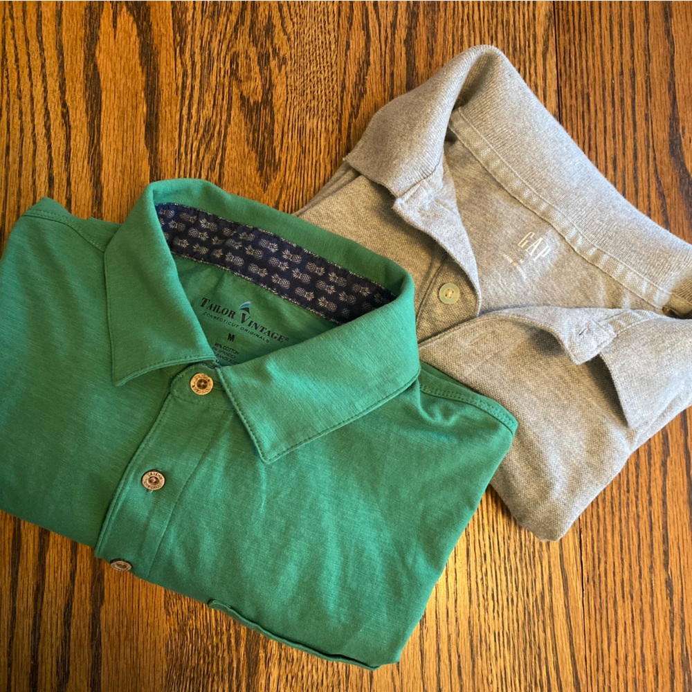 Two shirts - NWOT green polo golf shirt sz M & GAP Polo Shirt Gray sz M